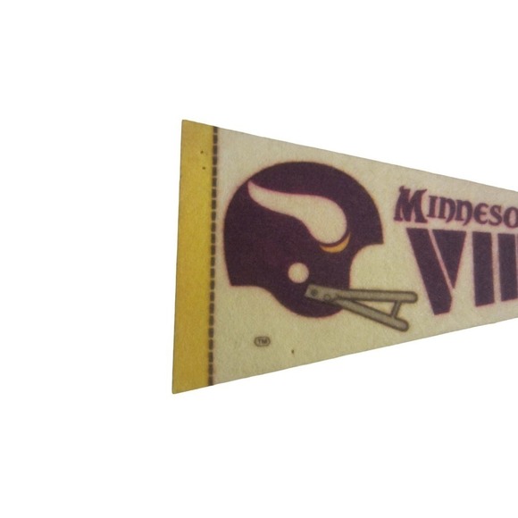 Vintage Minnesota Vikings Football NFL Mini Pennant Flag Rare 4X9 - Picture 3 of 8